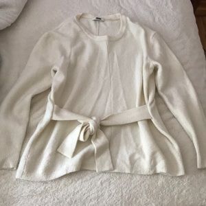 MADEWELL Front Tie Cream Sweater